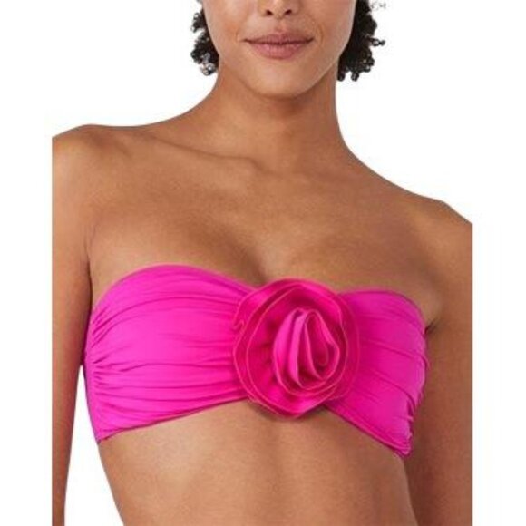 NWT Kate Spade New York Rosette Bandeau Brallette Bikini Top Radiant Pink S - Picture 1 of 9